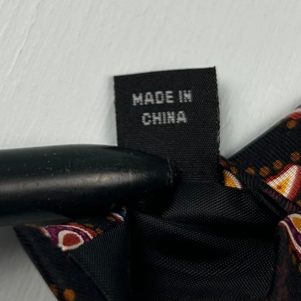 Vera Bradley for Baekgaard Mens Silk‎ Paisley Necktie Black Blue Yellow Burgundy